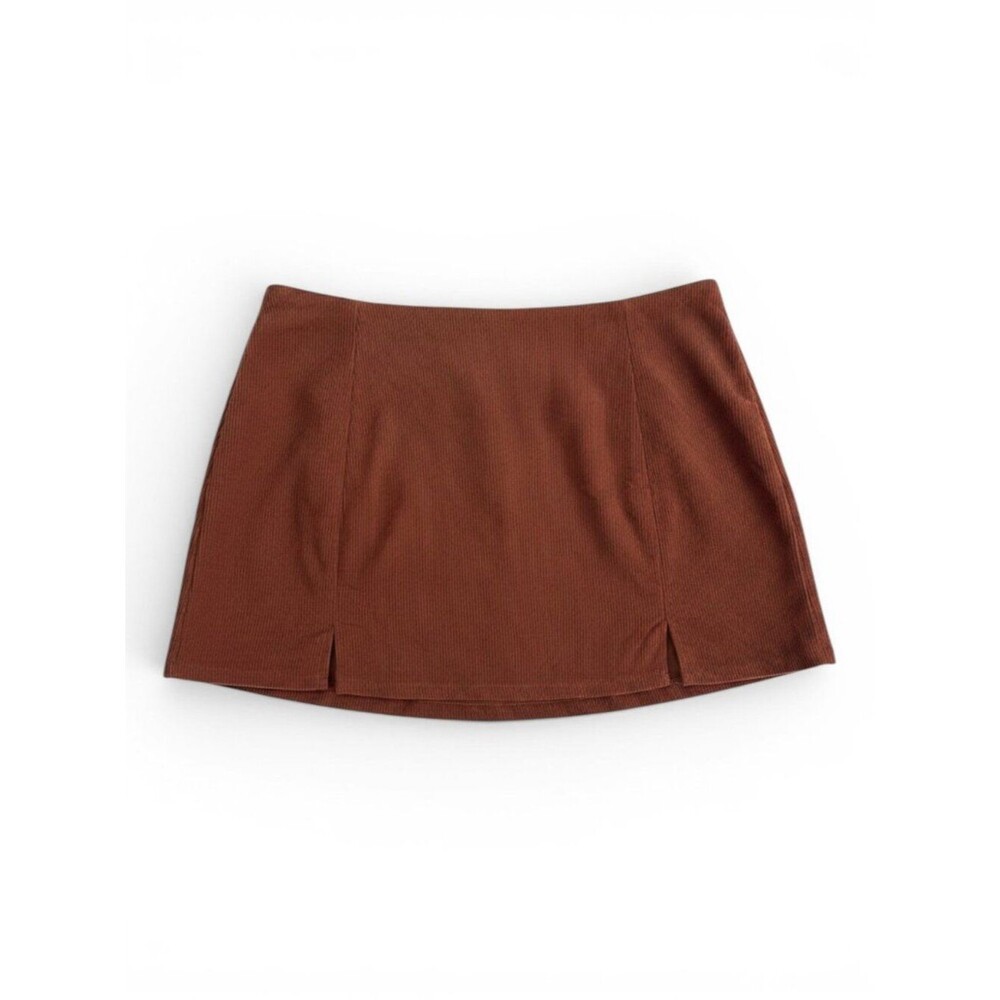 Cupshe Rust Brown Ribbed Skort